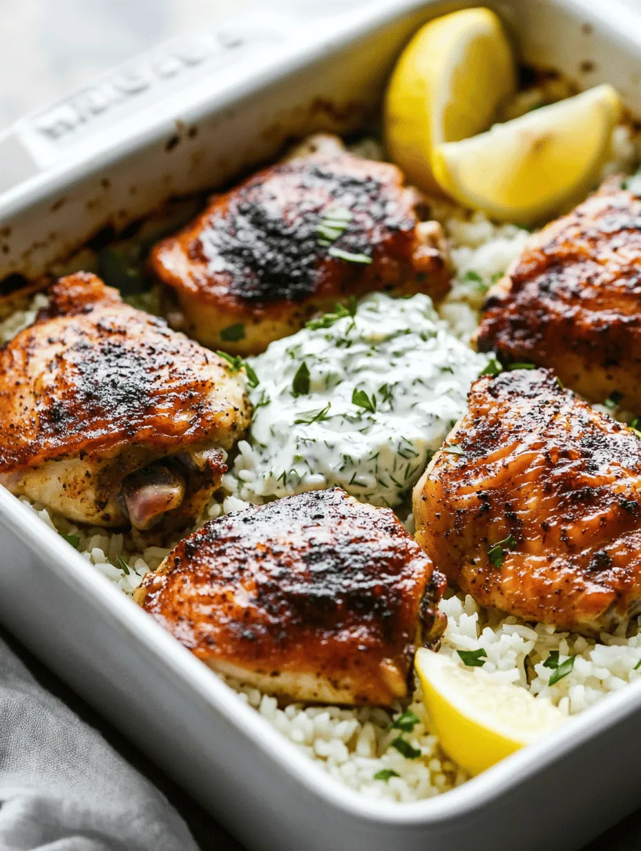Welcome to the world of easy, delicious, and satisfying meals with the Zesty Dump-and-Bake Chicken Tzatziki Rice. This dish is a delightful fusion of savory baked chicken, fluffy rice, and the refreshing zing of tzatziki sauce, making it a perfect option for busy weeknights or when you're hosting family gatherings. The beauty of this recipe lies in its simplicity; it’s a one-pan meal that requires minimal prep and clean-up, allowing you to spend more time enjoying your meal rather than slaving away in the kitchen.