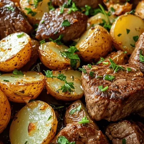 If you’re looking for a dish that perfectly combines hearty flavors and textures, look no further than the Garlic Butter Steak and Potatoes Skillet. This recipe brings together tender, juicy steak and crispy baby potatoes, all infused with the rich, aromatic essence of garlic and fresh herbs. The appeal of this dish lies not only in its robust flavors but also in its simplicity and versatility.