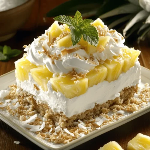 If you're looking for a dessert that captures the essence of summer and the refreshing allure of the tropics, look no further than our Tropical Paradise Delight. This no-bake dessert is not only simple to prepare but also a feast for the senses, combining the vibrant flavors of crushed pineapple with the silky smoothness of whipped cream and the satisfying crunch of graham crackers. Perfect for any occasion, whether you're celebrating a summer barbecue, hosting a birthday party, or simply indulging in a sweet treat on a warm afternoon, this dessert will surely be a hit among friends and family.