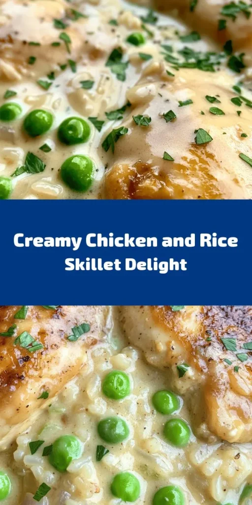 Indulge in this creamy smothered chicken and rice recipe that's perfect for a cozy dinner! Juicy chicken thighs are seared to perfection, then combined with fluffy rice, rich heavy cream, and aromatic seasonings for a comforting dish. In just under an hour, you'll have a delightful meal featuring tender chicken, flavorful rice, and vibrant peas, all topped with fresh parsley. Quick to make and oh-so-satisfying, this recipe is sure to become a family favorite!