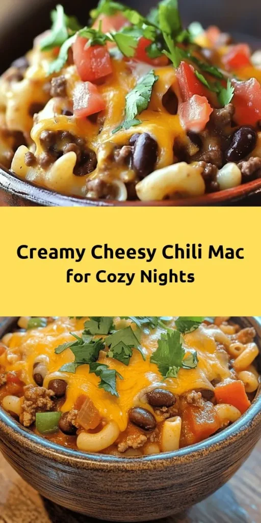 Make mealtime exciting with this Cheesy Chili Mac Delight! This hearty dish combines elbow macaroni, ground beef (or turkey), and a medley of beans and spices, all smothered in gooey cheddar cheese. Perfect for a cozy family dinner or a potluck, it's quick to prepare at just 30 minutes. Top it with fresh cilantro and a dollop of sour cream for extra flavor. Check out the simple recipe and bring comfort food to your table tonight!