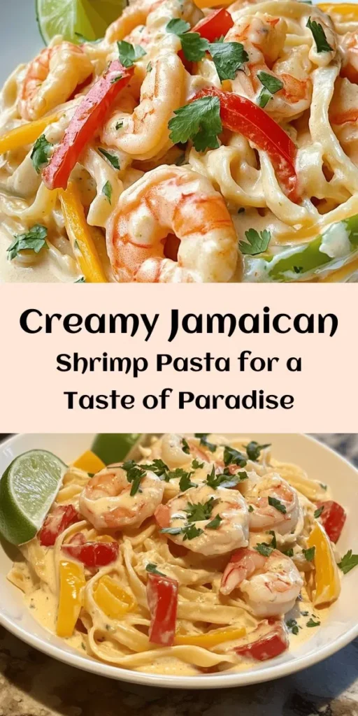Indulge in this flavorful Jamaican Shrimp Pasta that's creamy, zesty, and oh-so-delicious! Featuring fettuccine pasta tossed with succulent shrimp, vibrant bell peppers, and a rich coconut sauce, this dish is perfect for a weeknight dinner or entertaining guests. The blend of spices and a squeeze of lime add an amazing kick. Ready in just 40 minutes, it's a delightful twist on traditional pasta that's sure to impress! Serve with cilantro and lime wedges for a fresh finish.