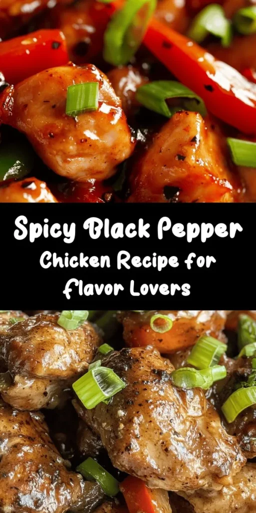 Discover the bold flavors of Spicy Black Pepper Chicken Delight! This easy recipe features tender, marinated chicken thighs stir-fried with aromatic garlic and ginger, combined with colorful bell peppers and onions for a nutritious meal. With its fresh black pepper kick, it's perfect for spice lovers. Serve it over fragrant jasmine rice for a complete dinner that will impress your family or guests. Quick to make and oh-so-tasty! Give it a try today!