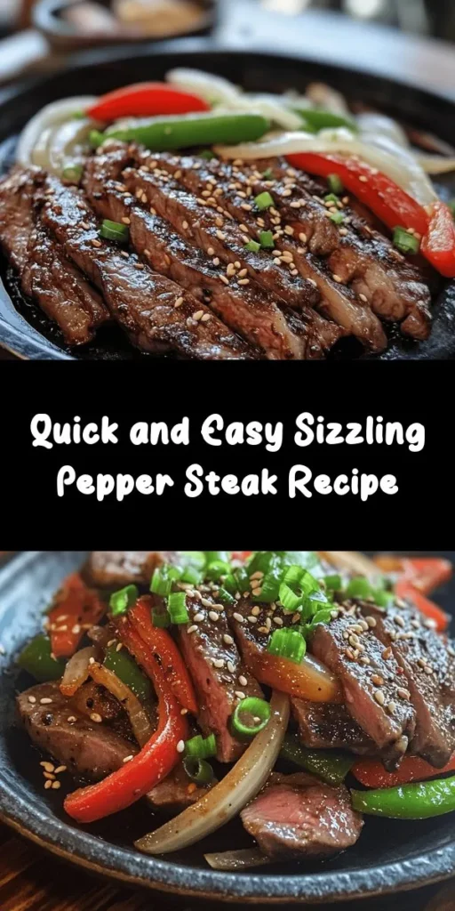 Get ready to spice up your dinner with this mouthwatering Sizzling Pepper Steak with Onions! This easy-to-follow recipe features tender flank steak marinated in savory sauces, stir-fried with colorful bell peppers and onions, then finished with fragrant garlic and ginger. Ready in just 45 minutes, it's perfect served over rice or noodles. Garnish with sesame seeds and green onions for that extra touch. Your family will love this delicious one-pan meal!