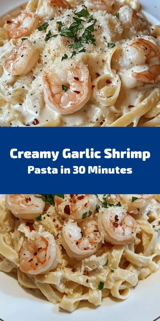 Indulge in a delicious Creamy Garlic Shrimp Pasta that’s quick and easy to whip up! With perfectly cooked shrimp tossed in a rich sauce made from butter, garlic, and creamy Parmesan, this dish is a comfort food favorite. Lemon zest adds a lovely brightness, while red pepper flakes give it an optional kick. Ready in just 30 minutes, it’s perfect for weeknight dinners or special occasions. Garnish with fresh parsley for a delightful finish!