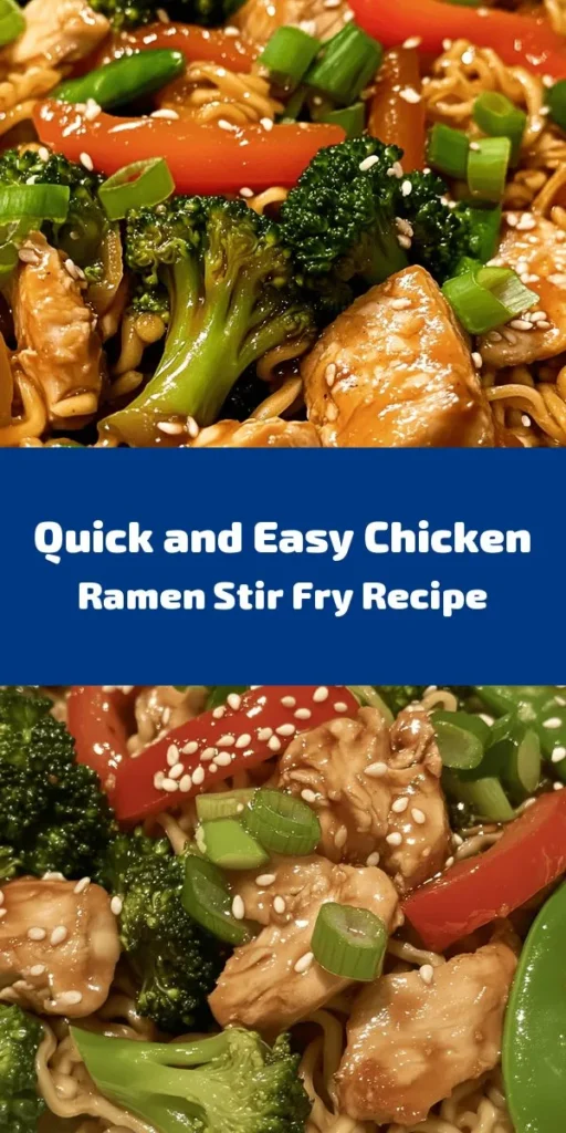 Looking for a quick and delicious meal? Try this Chicken Ramen Stir Fry Delight! With tender chicken, vibrant veggies like broccoli and bell pepper, and the perfect blend of spices, this dish is ready in just 30 minutes. It's a one-pan wonder that combines instant ramen noodles with savory soy and oyster sauces. Garnish with green onions and sesame seeds for an added crunch. Perfect for busy weeknights or any time you want a flavorful bowl!
