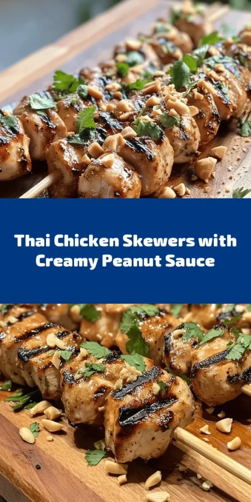 Savor the flavors of summer with these Easy Grilled Thai Chicken Skewers! Perfectly marinated chicken cubes are grilled to perfection and served with a creamy, delicious peanut sauce that brings a taste of Thailand right to your kitchen. With ingredients like soy sauce, lime juice, and fresh ginger, this recipe is simple to follow and guaranteed to impress. Ideal for family dinners or outdoor gatherings, don’t forget to garnish with chopped peanuts and cilantro for that authentic touch!