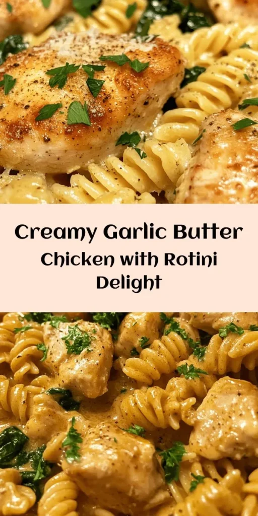 Indulge in this creamy garlic butter chicken and rotini dish, perfect for any night of the week! With tender chicken pieces tossed in a rich Parmesan sauce, every bite is filled with flavor. This recipe is simple to make, featuring rotini pasta, garlic, and fresh baby spinach for a pop of color. Ready in just 30 minutes, it’s ideal for busy families or a cozy dinner. Try it tonight and enjoy a delightful meal!