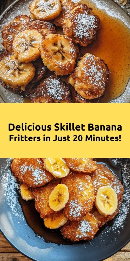Indulge in these delicious Skillet Banana Fritters that are perfect for breakfast or a sweet snack! Made with ripe bananas, flour, and a hint of cinnamon, these fritters are golden brown and crispy on the outside, soft on the inside. They're easy to whip up in just 20 minutes and can be served warm with a dusting of powdered sugar or a drizzle of honey or maple syrup for extra sweetness. Enjoy this delightful treat with family and friends!