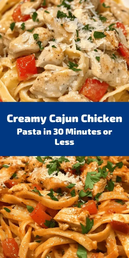 Elevate your dinner game with this creamy Cajun chicken pasta recipe! It features bite-sized pieces of chicken seasoned with Cajun spices, sautéed with onions and bell peppers, all tossed in a luscious creamy sauce. With fettuccine or penne and a sprinkle of Parmesan cheese, this dish is both comforting and flavorful. Ready in just 30 minutes, it’s perfect for busy weeknights. Don’t forget the fresh parsley for that pop of color! Enjoy!