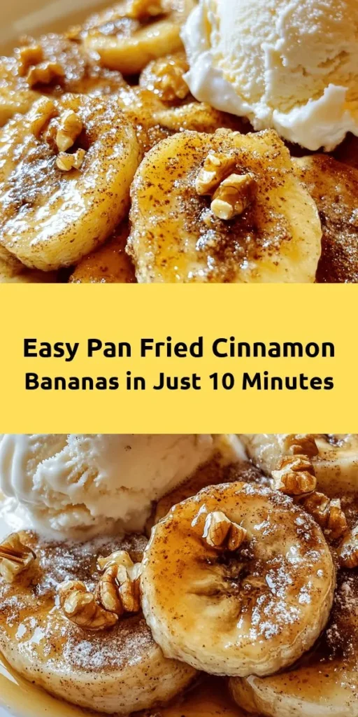 Treat yourself to a delightful dessert with these Pan Fried Cinnamon Bananas! In just 10 minutes, you can whip up this easy recipe using ripe bananas, butter, brown sugar, and a sprinkle of cinnamon. The bananas caramelize beautifully, creating a warm and sweet treat that's perfect on its own or topped with ice cream or yogurt. Add some chopped nuts for an extra crunch. Perfect for a quick dessert or a tasty breakfast! Enjoy every bite!