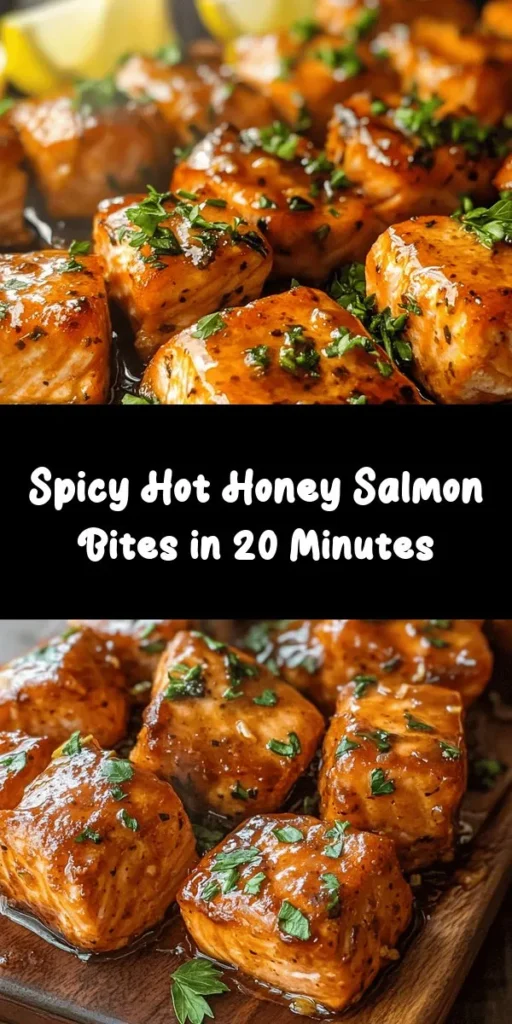 Spice up your dinner with these delectable Hot Honey Salmon Bites! This easy recipe features tender salmon cubes seasoned with garlic and smoked paprika, then drizzled with a sweet and spicy honey sauce. Perfect for a quick weeknight meal or an impressive appetizer, these bites are ready in just 20 minutes! Serve them garnished with fresh parsley and zesty lemon wedges for an extra burst of flavor. Ideal for seafood lovers looking for a tasty twist!