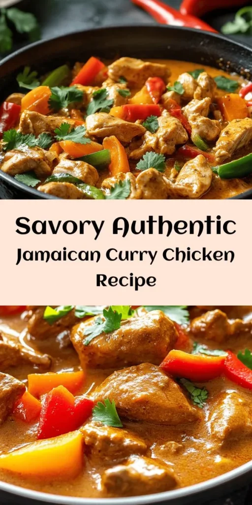 Discover the vibrant flavors of Authentic Jamaican Curry Chicken! This easy recipe features tender chicken marinated with fragrant Jamaican curry powder, allspice, and fresh herbs. Cooked in creamy coconut milk and packed with colorful veggies, each bite offers a delightful blend of spice and richness. Perfect for a cozy dinner, serve it over rice to soak up all the delicious sauce. Bring a taste of Jamaica into your kitchen!