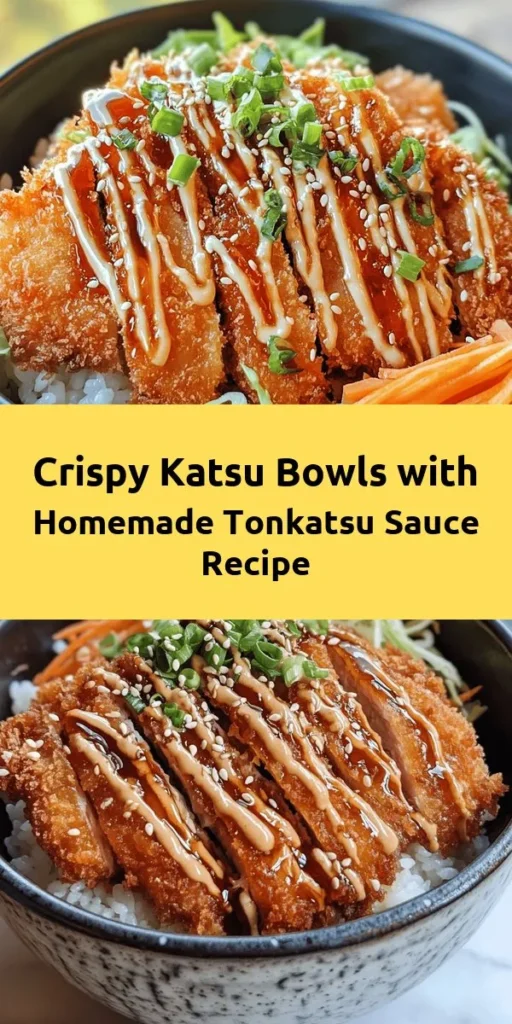 Create a delicious mealtime experience with these Crispy Katsu Bowls, featuring tender pork cutlets and a homemade Tonkatsu sauce that's bursting with flavor! This easy recipe combines seasoned pork fried to golden perfection over a bed of fluffy Japanese rice, topped with crunchy cabbage, green onions, and a drizzle of sauce. Perfect for a weeknight dinner, these bowls are satisfying and fun to customize with optional pickled ginger and sesame seeds. Enjoy!