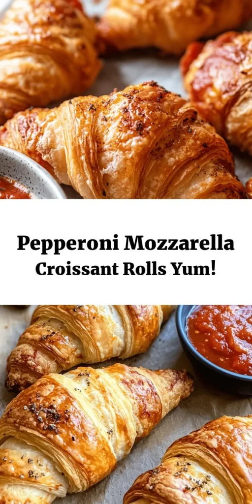 Indulge in these delicious Mozzarella Pepperoni Croissant Rolls! With just a can of crescent roll dough, pepperoni, and gooey mozzarella, they're a breeze to whip up in just 25 minutes. Seasoned with garlic and Italian herbs, brushed with egg for a golden finish, and baked to perfection, these rolls are perfect for snacking or entertaining. Serve them warm with marinara sauce for the ultimate extra cheesy treat. Perfect for parties or family movie nights!