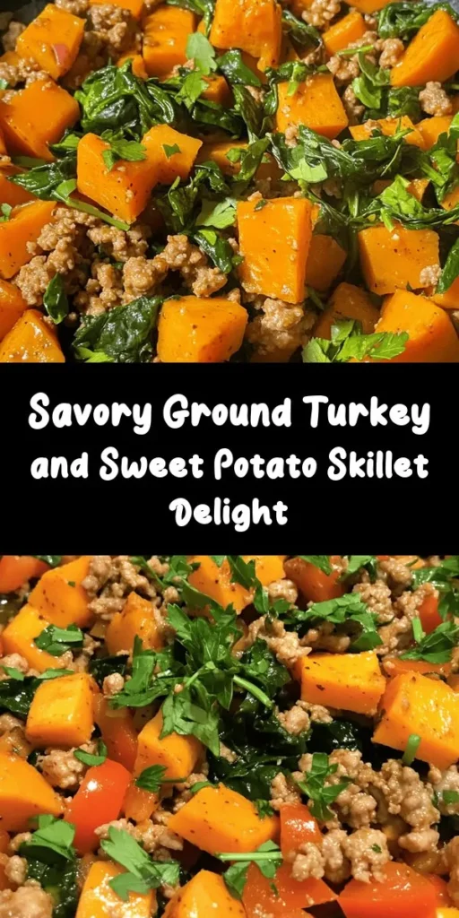 Whip up a delicious Sweet & Savory Ground Turkey Sweet Potato Skillet for a wholesome dinner that's packed with flavor and nutrients! This easy recipe features ground turkey, tender sweet potatoes, and vibrant veggies all cooked together in one pan. Spiced with smoked paprika and cumin, it’s not just tasty but also healthy. Ready in just 30 minutes, it serves four and is perfect for busy weeknights. Enjoy a comforting meal that everyone will love!