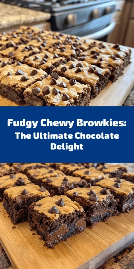 Indulge in the ultimate dessert mashup with these Best Fudgy Chewy Browkies! This recipe combines a rich brownie base with a soft cookie topping, creating a treat that's perfect for satisfying all your chocolate cravings. Made with butter, sugars, and plenty of chocolate chips, these delicious squares are sure to impress. Easy to make and perfect for any occasion, follow this simple step-by-step guide for a decadent dessert experience!
