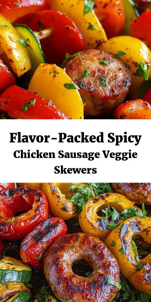 These Spicy Chicken Sausage & Veggie Skewers are the perfect summer treat! Juicy chicken sausage is paired with colorful bell peppers, zucchini, and red onion, all marinated in a flavorful mixture of olive oil and spices. Ready in just 25 minutes, these skewers are great for grilling and make a delicious meal or snack for any occasion. Garnished with fresh parsley, they’re as tasty as they are visually appealing. A must-try recipe for your next cookout!