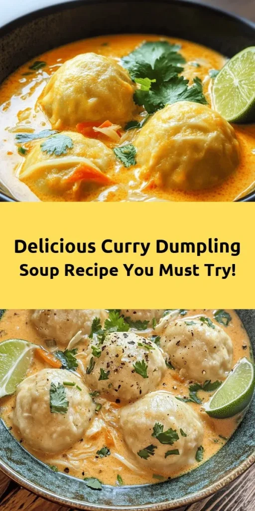 Warm up with this delightful Best Curry Dumpling Soup! This flavorful dish features homemade dumplings stuffed with a savory blend of cabbage, carrots, and spices, all simmered in a creamy coconut broth infused with red curry and fresh lime. Perfect for a cozy meal or an impressive dinner party. With a prep time of just 30 minutes, you can bring a taste of comfort home. Don't forget to garnish with cilantro and serve with lime wedges for that extra zing!