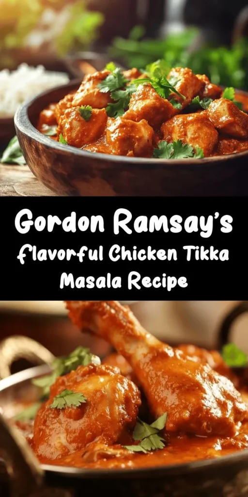 Indulge in Gordon Ramsay's Chicken Tikka Masala, a delightful dish bursting with flavor! This easy recipe starts with marinated chicken in a tangy yogurt blend, then grilled to perfection. Sauté onions and blend in spices for a rich, creamy sauce made from crushed tomatoes and heavy cream. Serve with warm naan or fluffy basmati rice for an unforgettable meal. Perfect for dinner or impressing guests, this dish is sure to become a favorite!