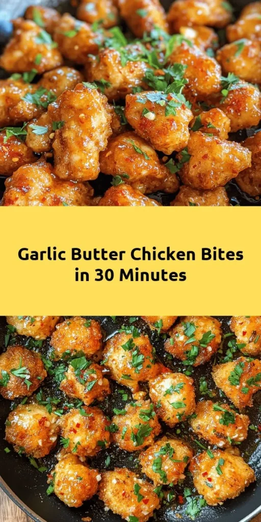Indulge in these Garlic Butter Chicken Bites that are bursting with flavor! Tender chicken pieces are marinated in a delightful mix of smoked paprika and oregano, then sautéed in a rich garlic butter sauce. This easy-to-follow recipe is perfect for a quick weeknight dinner or a tasty appetizer. Garnish with fresh parsley and a squeeze of lemon for a zesty finish. Ready in just 30 minutes, you'll want to make this dish again and again!