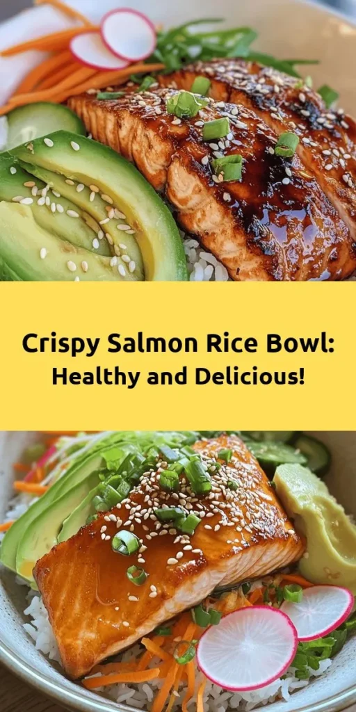 Elevate your dinner with this Crispy Salmon and Rice Bowl! This delicious recipe features perfectly cooked jasmine rice and tender salmon fillets, all topped with a savory sauce that combines olive oil, soy sauce, honey, and fresh ginger. Fresh avocado, cucumber, and carrots add a vibrant crunch, while sesame seeds and green onions provide the perfect finishing touch. Quick to prepare in just 30 minutes, this healthy meal is not only satisfying but also bursting with flavor. Enjoy a nourishing bowl that impresses!