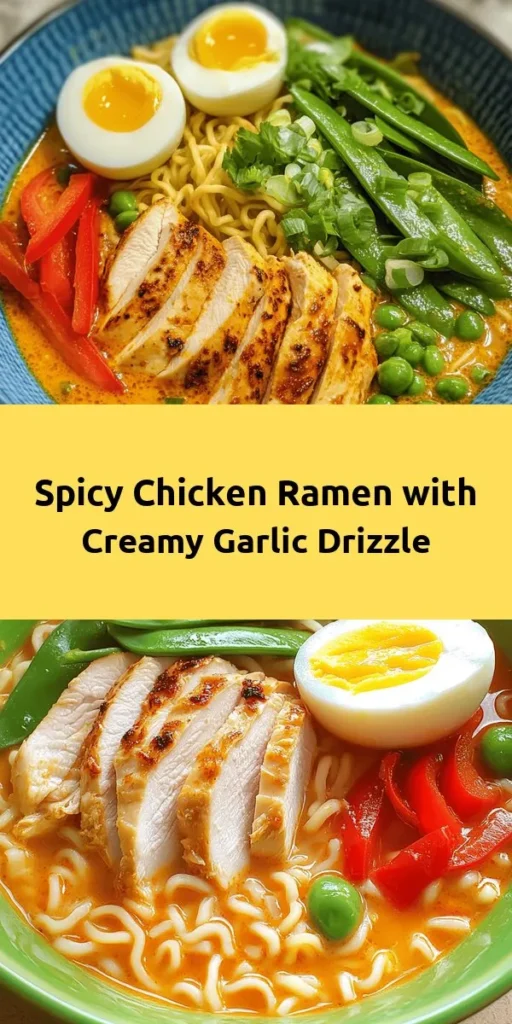 Spice up your dinner with this Fiery Chicken Ramen with Creamy Garlic Sauce! This delicious recipe features tender chicken, fresh veggies, and a rich broth, all topped with a creamy garlic sauce for that perfect kick. Ready in just 30 minutes, it’s a quick and satisfying meal that will warm you up. Customize the spice level to your taste and enjoy this flavorful bowl of comfort any night of the week. Perfect for ramen lovers!