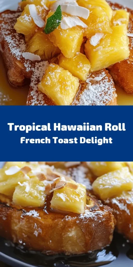Indulge in a tropical delight with this Tropical Bliss Hawaiian Roll French Toast! Perfect for brunch or a special breakfast, this recipe combines the sweetness of Hawaiian rolls with creamy coconut and warm spices. Dip the rolls in a rich egg mixture and cook until golden brown, then top with fresh pineapple, a drizzle of maple syrup, and a sprinkle of powdered sugar. Add toasted coconut flakes for an extra tropical twist. Enjoy this quick and easy recipe ready in just 30 minutes!