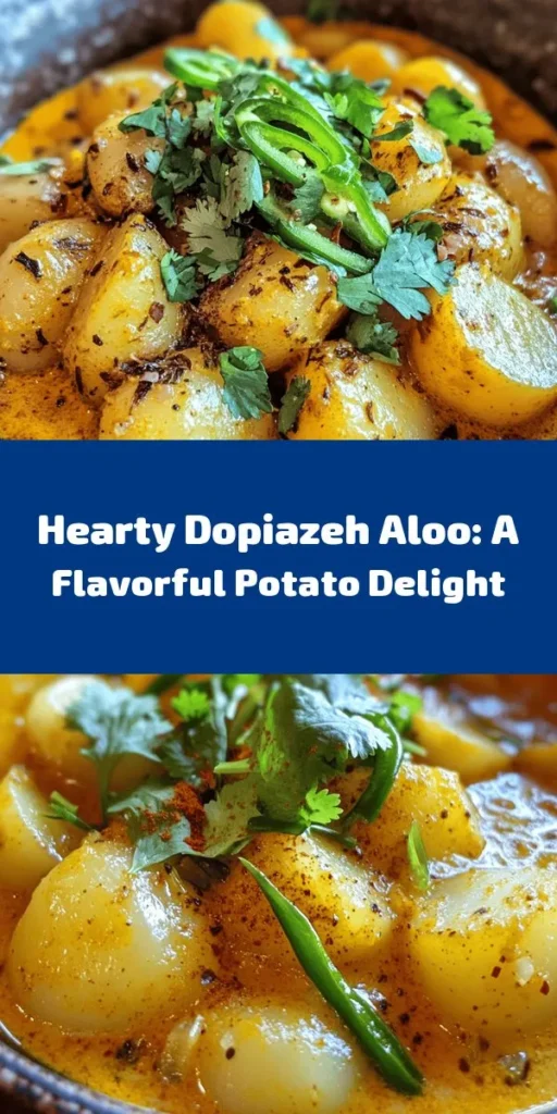 Discover the comforting flavors of Dopiazeh Aloo, a delicious Indian potato dish that combines tender potatoes with caramelized onions and spices for the perfect harmony of taste. This easy recipe features basic components like turmeric, cumin, and garam masala, cooked to perfection and garnished with fresh cilantro. Serve it hot with rice or naan for a satisfying meal. Perfect for family dinners or special occasions! Ideal for 4-6 servings and ready in less than an hour.