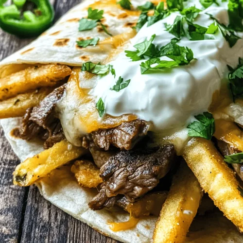 If you're looking for a dish that embodies indulgence and comfort, look no further than Steak & Cheese Dirty Fry Burritos. This mouthwatering creation brings together the juiciness of flank steak, the creaminess of cheese, and the satisfying crunch of crispy fries, all wrapped up in a warm tortilla. With each bite, you’ll experience a harmonious fusion of flavors and textures that cater to your taste buds and your cravings for comfort food.