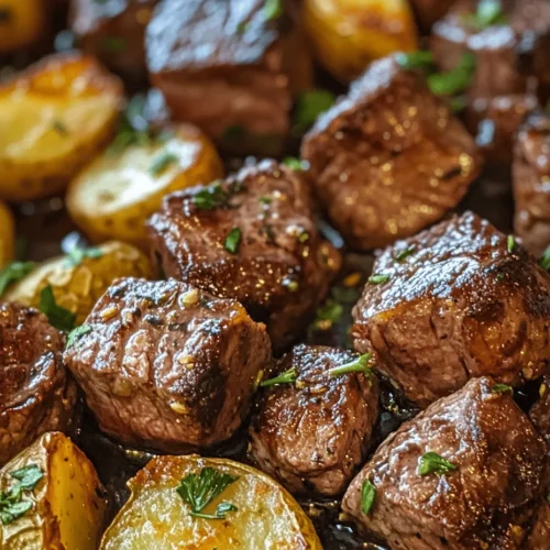 If you’re on the lookout for a mouthwatering dish that perfectly balances rich flavors, hearty ingredients, and a quick preparation time, look no further than garlic butter steak bites and potatoes. This delectable recipe combines tender, juicy steak with crispy baby potatoes, all enveloped in a luscious garlic butter sauce. It’s the epitome of comfort food, effortlessly capturing the essence of a home-cooked meal that’s sure to please everyone at the table.