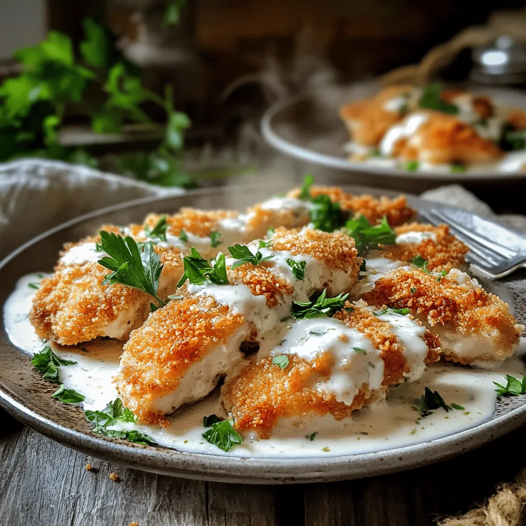 Crispy Parmesan Chicken with a Dreamy Garlic Cream Sauce is more than just another dinner option; it’s a dish that elevates any meal into a special occasion. Imagine succulent chicken breasts coated in a golden, crunchy crust, complemented by a rich, creamy garlic sauce that clings to every bite. This recipe embodies comfort food at its finest, making it the perfect choice for weeknight dinners, family gatherings, or even an elegant dinner party.