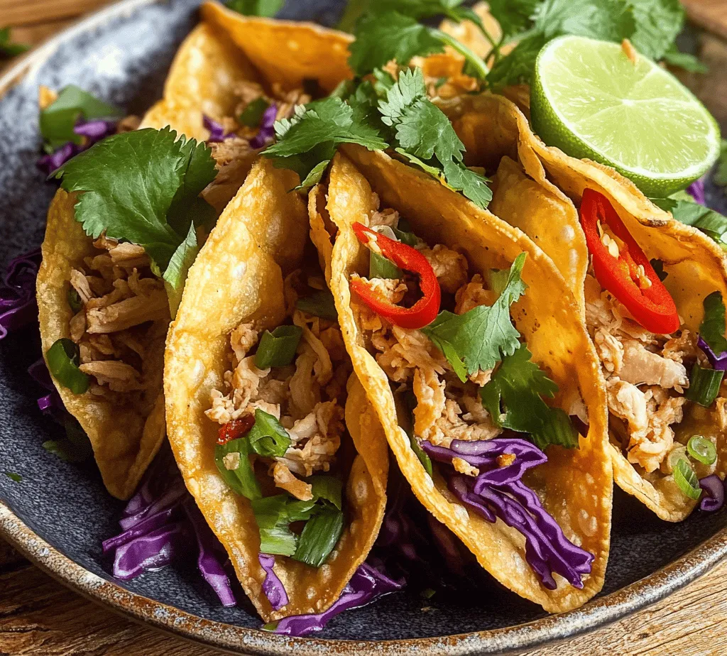 In recent years, the culinary world has seen an exciting rise in the popularity of Asian-inspired fusion recipes. This trend blends the rich flavors and textures of Asian cuisine with elements from various other culinary traditions, creating unique dishes that tantalize taste buds and spark creativity. One delightful example of this fusion is the Asian Chicken Wonton Taco. Combining the traditional elements of a taco with the crispy, delicate texture of wonton wrappers, this dish has become a favorite for gatherings and parties.