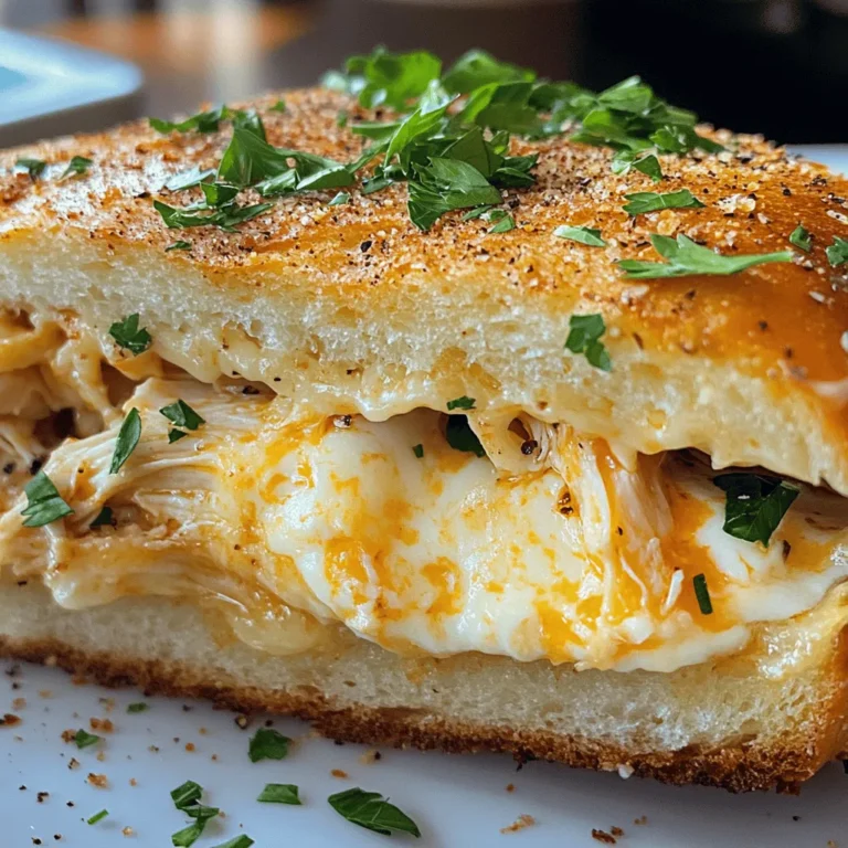 There’s something inherently comforting about a sandwich filled with cheesy goodness, especially when it's enveloped in crispy, buttery garlic bread. The Cheesy Chicken Garlic Bread Sandwich brings together two beloved elements: succulent chicken and the aromatic allure of garlic bread. This delightful combination not only satisfies cravings but also offers a burst of flavors that resonate with comfort and indulgence. As you take your first bite, the melty cheese oozes out, and the fragrant garlic hits your senses, making it a memorable culinary experience.