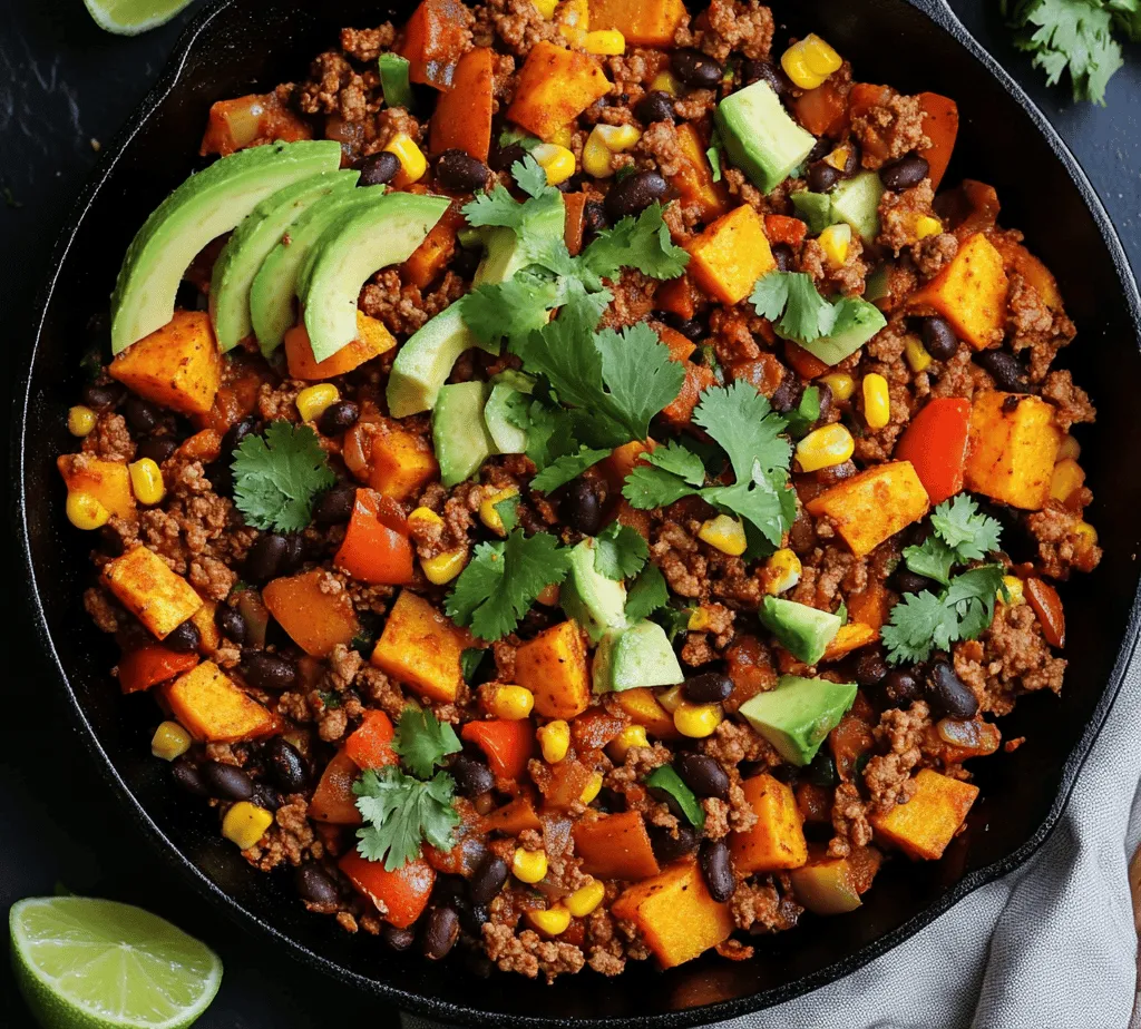 When it comes to weeknight dinners, finding a recipe that is both nutritious and satisfying can feel like a challenge. Enter the <strong>Sassy Southwest Beef & Sweet Potato Skillet</strong>, a dish that not only embodies the bold flavors of the Southwest but also delivers a balanced meal in one pan. This vibrant creation combines protein, fiber, and healthy carbohydrates, making it an excellent choice for busy families or anyone looking to enjoy a delicious yet wholesome meal without spending hours in the kitchen.” /></p>
</p>
<h3>Step-by-Step Cooking Instructions</h3>
</p>
<p>To create the Sassy Southwest Beef & Sweet Potato Skillet, it’s essential to follow a structured approach to ensure a delicious outcome. This recipe is a one-pan wonder that combines protein and wholesome carbohydrates, making it both satisfying and nutritious. Here’s how to prepare it step-by-step.</p>
</p>
<h4>Preparing the Ingredients</h4>
</p>
<p>Before diving into cooking, it’s crucial to prep all the ingredients. This not only streamlines the cooking process but also ensures that nothing gets overlooked.</p>
</p>
<p>1. <strong>Chop the Vegetables</strong>: Start by peeling and dicing two medium sweet potatoes into bite-sized pieces. Aim for uniformity in size to ensure even cooking. Next, chop one onion, two cloves of garlic, and one red bell pepper. You can also prepare any additional vegetables you’d like to include, such as zucchini or corn.</p>
</p>
<p>2. <strong>Gather the Spices</strong>: Set aside your spices, including cumin, chili powder, smoked paprika, salt, and pepper. Having these ready will allow for a seamless cooking experience.</p>
</p>
<p>3. <strong>Prepare the Beef</strong>: If you’re using ground beef, make sure it’s thawed if previously frozen. You can also choose lean ground turkey or chicken as a healthier alternative. Season the meat lightly with salt and pepper to enhance its flavor.</p>
</p>
<p>By organizing your ingredients beforehand, you’ll find that cooking becomes less stressful and more enjoyable.</p>
</p>
<h4>Cooking Techniques</h4>
</p>
<p>The Sassy Southwest Beef & Sweet Potato Skillet utilizes a combination of sautéing and browning techniques, which are vital for flavor development.</p>
</p>
<p>1. <strong>Heat the Pan</strong>: Start by heating a large skillet over medium heat. Once hot, add a tablespoon of olive oil. This will help to prevent sticking and promote even cooking.</p>
</p>
<p>2. <strong>Brown the Meat</strong>: Add the ground beef (or turkey) to the skillet. Use a wooden spoon to break up the meat into smaller pieces. Cook until browned, about 5-7 minutes. Browning the meat is crucial as it enhances the flavor through the Maillard reaction, adding depth to your dish.</p>
</p>
<p>3. <strong>Add Aromatics</strong>: Once the meat is browned, add the chopped onion and bell pepper. Sauté for about 3-4 minutes until they soften. Add minced garlic during the last minute of sautéing to prevent it from burning, which can produce a bitter taste.</p>
</p>
<p>4. <strong>Incorporate Sweet Potatoes</strong>: Add the diced sweet potatoes to the skillet, followed by your spices: cumin, chili powder, smoked paprika, salt, and pepper. Stir everything together, ensuring the sweet potatoes are well-coated with the spices.</p>
</p>
<p>5. <strong>Simmer and Cook</strong>: Pour in about 1/2 cup of beef broth (or vegetable broth for a lighter version) to the skillet. This will help steam the sweet potatoes and bring all the flavors together. Cover the pan and let it cook on medium-low heat for about 15-20 minutes, or until the sweet potatoes are tender. Stir occasionally to prevent sticking and ensure even cooking.</p>
</p>
<p>6. <strong>Finish and Serve</strong>: Once the sweet potatoes are fork-tender, remove the lid and let the dish cook for an additional 5 minutes to reduce any excess liquid. Taste and adjust the seasoning if necessary. Finish with a sprinkle of fresh cilantro or green onions for a burst of freshness.</p>
</p>
<h3>Nutritional Information</h3>
</p>
<p>Understanding the nutritional content of your meal is essential for making informed choices. Here’s a breakdown of the nutritional information for one serving of Sassy Southwest Beef & Sweet Potato Skillet:</p>
</p>
<p>– <strong>Calories</strong>: Approximately 400 kcal</p>
<p>– <strong>Protein</strong>: 25 grams</p>
<p>– <strong>Carbohydrates</strong>: 45 grams</p>
<p>– <strong>Fat</strong>: 15 grams</p>
<p>– <strong>Fiber</strong>: 6 grams</p>
</p>
<h4>Health Benefits</h4>
</p>
<p>– <strong>Sweet Potatoes</strong>: Rich in vitamins A and C, sweet potatoes are packed with antioxidants and provide a healthy dose of fiber, supporting digestive health.</p>
<p>– <strong>Lean Protein</strong>: Using lean beef or turkey offers a good source of protein, which is vital for muscle repair and overall bodily functions.</p>
<p>– <strong>Vegetables</strong>: The addition of bell peppers and onions not only enhances flavor but also contributes vitamins and minerals while keeping the dish low in calories.</p>
</p>
<p>This skillet dish is an excellent example of a balanced meal that offers flavor, nutrition, and satisfaction.</p>
</p>
<h3>Serving Suggestions</h3>
</p>
<p>While the Sassy Southwest Beef & Sweet Potato Skillet is delicious on its own, there are several ways to enhance your meal:</p>
</p>
<h4>Pairing Options</h4>
</p>
<p>– <strong>Salads</strong>: Serve alongside a light green salad with a citrus vinaigrette to balance the hearty flavors of the skillet.</p>
<p>– <strong>Breads</strong>: Consider pairing with warm cornbread or whole-grain tortillas for a delightful crunch and added texture.</p>
<p>– <strong>Yogurt</strong>: A dollop of Greek yogurt or sour cream can add creaminess and a contrast to the spices.</p>
</p>
<h4>Variations</h4>
</p>
<p>This recipe is highly adaptable. Here are some variations to consider:</p>
</p>
<p>– <strong>Protein Swaps</strong>: Substitute ground turkey for beef for a leaner option, or use black beans for a vegetarian version.</p>
<p>– <strong>Vegetable Additions</strong>: Feel free to add more vegetables like spinach, kale, or even diced zucchini to increase the nutrient density.</p>
<p>– <strong>Heat Levels</strong>: Adjust the spice levels according to your preference. Add diced jalapeños or a pinch of cayenne pepper for extra heat.</p>
</p>
<h3>Cultural Context</h3>
</p>
<p>Southwest cuisine reflects a rich tapestry of diverse influences, including Native American, Spanish, and Mexican culinary traditions. Characterized by the use of local ingredients such as corn, beans, and squash, it emphasizes bold flavors and vibrant colors. This cuisine celebrates the bounty of the land, often incorporating spices that add depth and complexity to dishes.</p>
</p>
<p>The Sassy Southwest Beef & Sweet Potato Skillet embodies the essence of Southwest cooking. The use of sweet potatoes pays homage to Native American agricultural practices, while the spices reflect the region’s bold flavor profile. This dish not only nourishes the body but also connects the eater to a rich cultural heritage.</p>
</p>
<h3>Conclusion</h3>
</p>
<p>The Sassy Southwest Beef & Sweet Potato Skillet is a quick, healthy, and flavorful meal option that can easily be adapted to suit various dietary needs and preferences. With its vibrant colors, hearty ingredients, and generous flavor, this dish is a fantastic choice for busy families or anyone looking to enjoy a satisfying meal without spending hours in the kitchen.</p>
</p>
<p>Encouraging readers to try this recipe not only promotes healthy eating habits but also invites them into the joy of cooking. Remember, the simplicity of the Sassy Southwest Beef & Sweet Potato Skillet makes it an accessible dish for all skill levels. So gather your ingredients, embrace the bold flavors of the Southwest, and enjoy a hearty meal that’s as nutritious as it is delicious. Happy cooking!</p>
<div id=