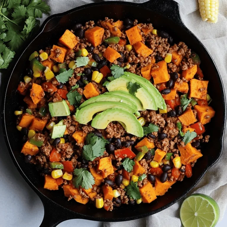 When it comes to weeknight dinners, finding a recipe that is both nutritious and satisfying can feel like a challenge. Enter the Sassy Southwest Beef & Sweet Potato Skillet, a dish that not only embodies the bold flavors of the Southwest but also delivers a balanced meal in one pan. This vibrant creation combines protein, fiber, and healthy carbohydrates, making it an excellent choice for busy families or anyone looking to enjoy a delicious yet wholesome meal without spending hours in the kitchen.