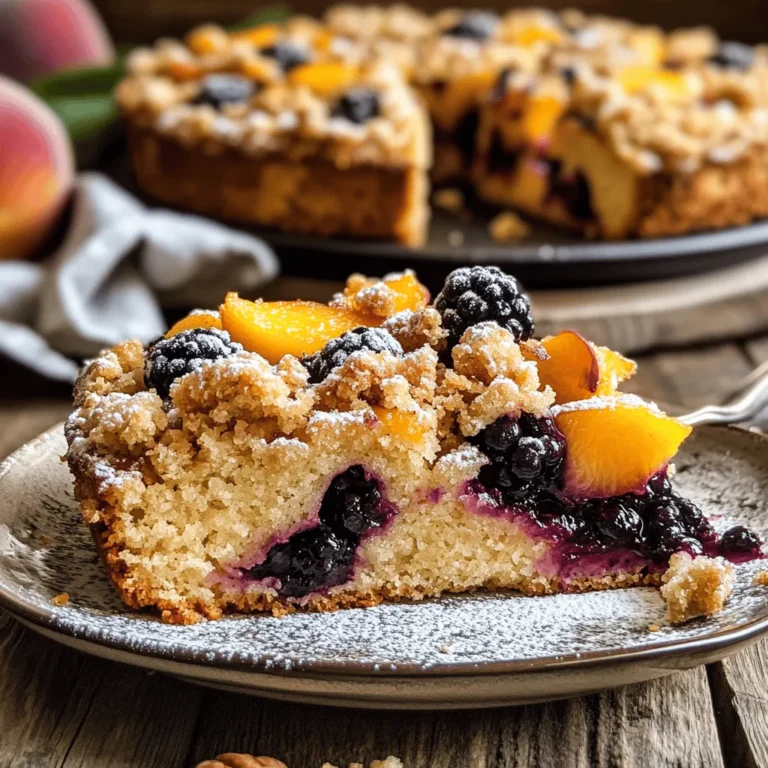 When it comes to comfort food, few things are as satisfying as a homemade coffee cake. The aroma of freshly baked goods wafting through the kitchen is a sensory delight, and when that coffee cake features the vibrant flavors of seasonal fruits, it becomes an irresistible treat. This Peach Blackberry Coffee Cake Delight is not just a feast for the taste buds; it also embodies the essence of summer with its juicy peaches and tart blackberries. Perfectly suited for breakfast, an afternoon snack, or even dessert, this recipe has a versatility that makes it a staple in any home baker's repertoire.