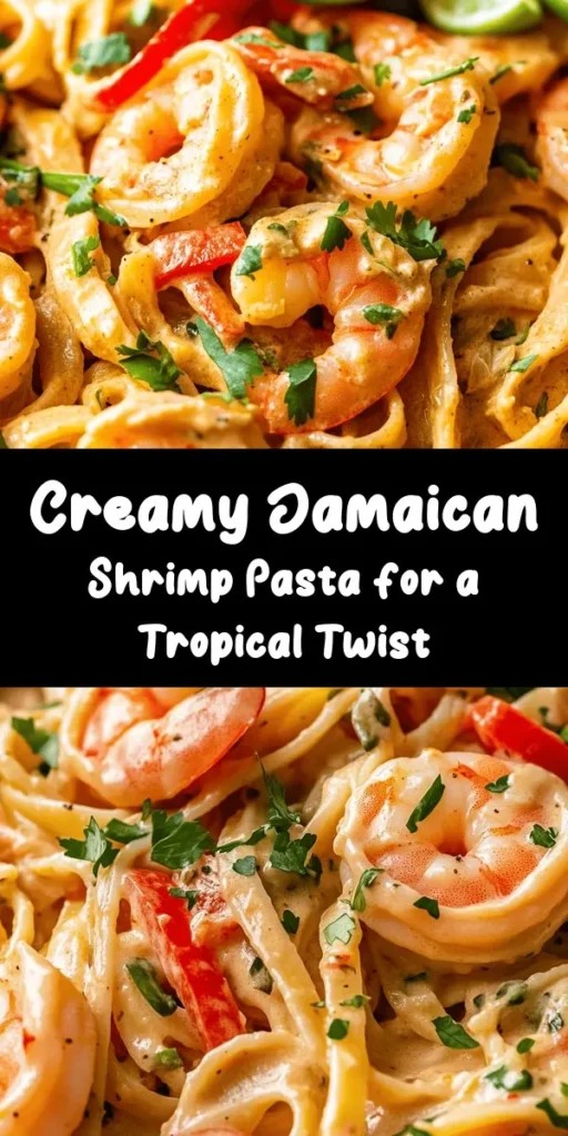 Indulge in the flavors of the Caribbean with this Jamaican Shrimp Pasta! This creamy dish features perfectly sautéed shrimp seasoned with Jamaican jerk, combined with colorful bell peppers and a rich sauce of heavy cream and coconut milk. Tossed with fettuccine and finished with Parmesan and fresh cilantro, this meal is both easy and delicious. Perfect for a weeknight dinner, serve it with lime wedges for that extra zing!
