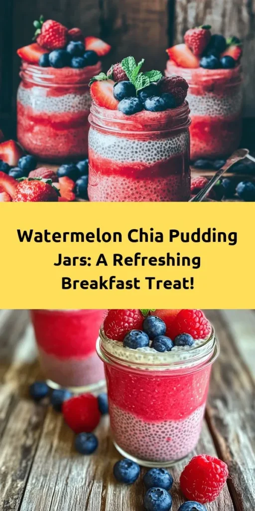 Start your day with this refreshing Watermelon Chia Pudding Breakfast Jar! This quick and easy recipe combines pureed watermelon with creamy coconut milk and chia seeds, creating a deliciously healthy breakfast. Sweeten it with honey or maple syrup and layer it with fresh berries for a burst of flavor. Perfect for meal prep, just let it chill and grab it on the go. Enjoy the taste of summer in every spoonful! 🍉🥄