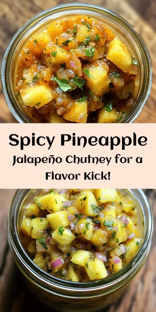 Elevate your meals with this Spicy Pineapple Jalapeño Chutney! Bursting with fresh pineapple, fiery jalapeños, and zesty lime, this chutney perfectly balances sweet and spicy flavors. Easy to make in just 40 minutes, it’s a fantastic topping for grilled meats, tacos, or even as a dip. With ingredients like ginger and cumin adding depth, this chutney is sure to impress. Try it out and bring a tropical twist to your table!