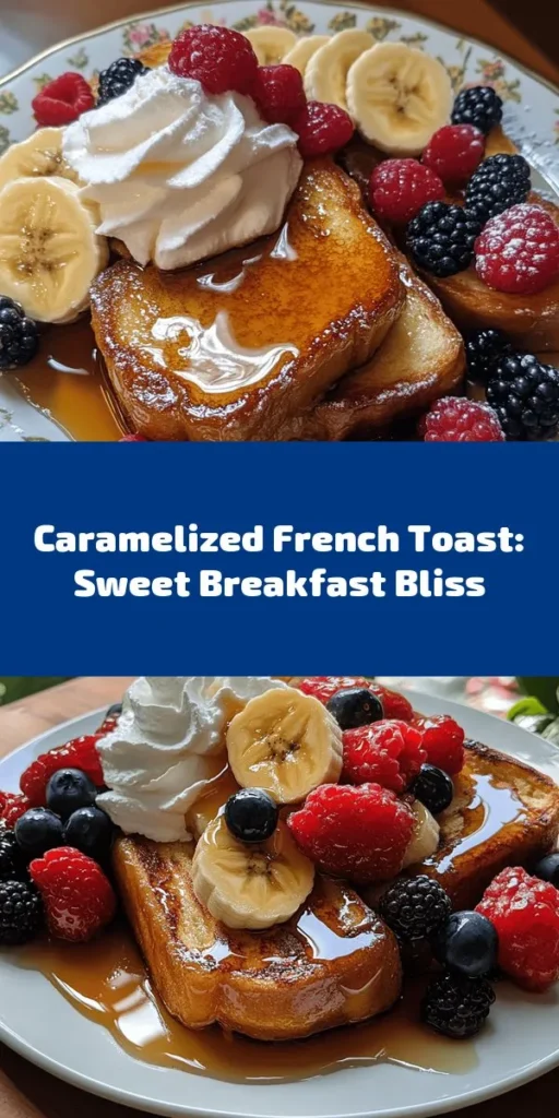 Indulge in a mouthwatering breakfast with this Caramelized French Toast Delight! Made with rich brioche or challah bread, it's soaked in a creamy cinnamon-vanilla egg mixture and caramelized to perfection. Topped with fresh berries or banana slices and drizzled with maple syrup, this recipe brings a delightful twist to your morning routine. Quick to prepare, it's perfect for weekends or special occasions. Treat yourself to a plate of happiness today!