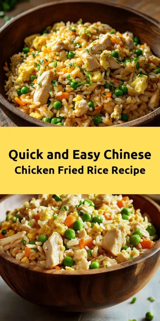 Discover the joy of making your own Chinese Chicken Fried Rice with this easy wok-tossed recipe! Perfect for using up leftover rice, this dish showcases diced chicken, colorful veggies, and aromatic ginger and garlic. With beaten eggs mixed in and just the right amount of soy sauce, you’ll have a delicious meal ready in just 25 minutes. Serve it hot with a drizzle of sesame oil for an extra flavor boost. Enjoy a delightful dinner that's quick, satisfying, and full of authentic taste!