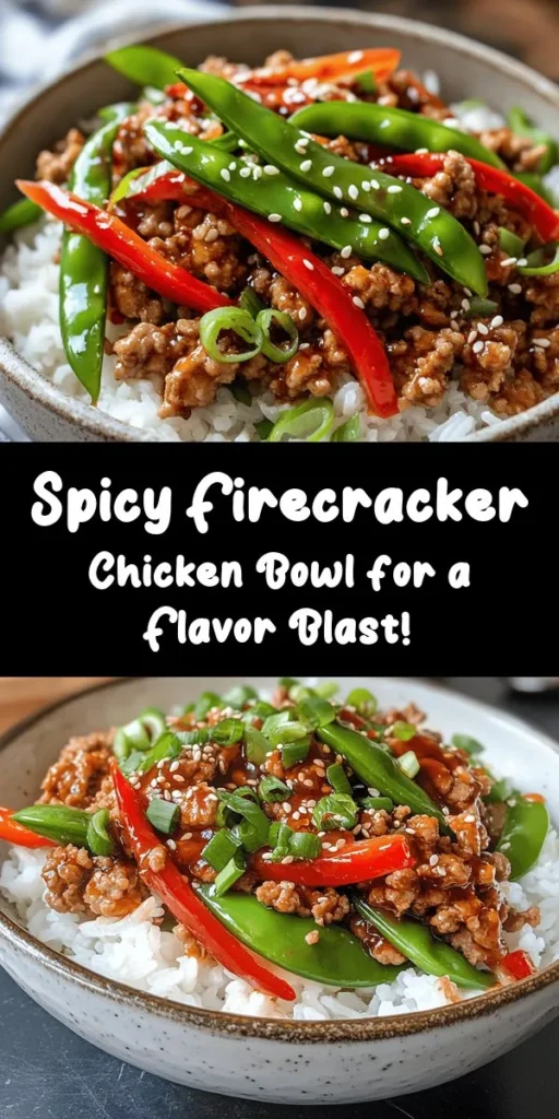 Spice up your dinner with this Firecracker Ground Chicken Bowl! This vibrant dish combines ground chicken, fresh vegetables, and a tangy, fiery sauce that brings all the flavors together. Ready in just 20 minutes, it's perfect for busy weeknights or meal prep. Serve it over fluffy jasmine rice and garnish with sesame seeds and green onions for a delicious finish. Adjust the sriracha for your preferred heat level and enjoy a bowl of flavor-packed goodness!