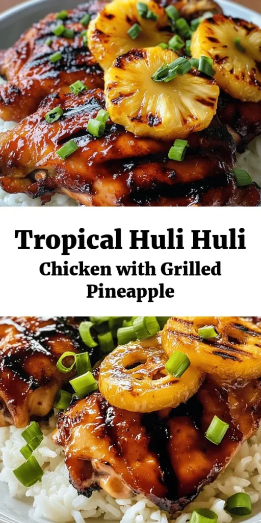 Dive into the flavors of Hawaii with this Huli Huli Chicken Delight recipe! This easy-to-follow dish features juicy grilled chicken thighs marinated in a mouthwatering mixture of soy sauce, brown sugar, pineapple juice, and spices. Pair it with caramelized pineapple and serve it over fluffy rice for a complete meal. Ideal for summer cookouts or any time you're craving something deliciously different. Perfect for family gatherings or a special occasion!