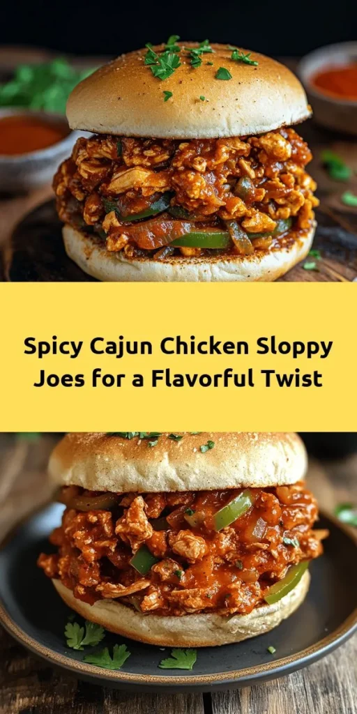 Looking for a flavor-packed twist on a classic weeknight meal? Try these Spicy Cajun Chicken Sloppy Joes! Made with ground chicken, sautéed veggies, and a kick of Cajun seasoning, this easy recipe comes together in just 30 minutes. Serve it on toasted buns with fresh parsley for a delicious and satisfying dinner. Perfect for family meals or gatherings, these sloppy joes are sure to be a hit! Enjoy with coleslaw or chips for a complete meal.