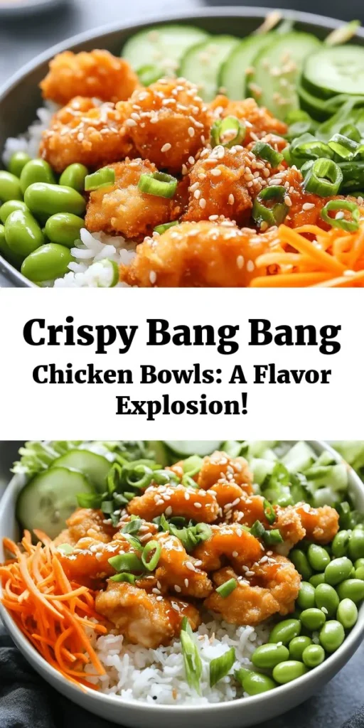 Dive into this delicious Bang Bang Chicken Bowl recipe that’s perfect for a quick dinner! With crispy, golden fried chicken tossed in a spicy-sweet Bang Bang sauce, it comes together in just 35 minutes. Serve it over fluffy jasmine rice and top it with fresh veggies like shredded carrots and cucumbers for a satisfying meal. Don’t forget to sprinkle sesame seeds for that extra crunch! Perfect for sharing or meal prep. Your taste buds will thank you!
