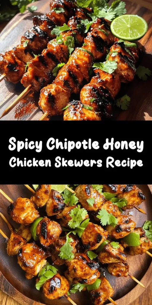 Get ready for a flavor explosion with these Spicy Sweet Chipotle Honey Chicken Skewers! Perfect for your next BBQ, these skewers are easy to make and packed with a delightful combo of sweet honey and spicy chipotle. Marinate the chicken for a few hours for maximum flavor, then grill them to perfection. Serve with a drizzle of extra sauce and some fresh lime for a tasty twist. Great for grilling season or any casual gathering! Enjoy this delicious, mouthwatering dish!