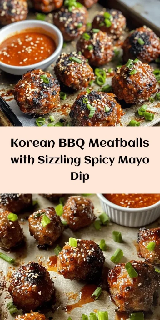 Indulge in the deliciousness of these Korean BBQ meatballs paired with a zesty spicy mayo dip! Made with tender ground beef or turkey, infused with sesame oil, ginger, and gochujang, these savory bites are perfect for parties or a cozy night in. The easy-to-whip-up spicy mayo adds the perfect kick! Bake, serve, and enjoy a burst of flavor in every bite. Perfect for sharing or keeping all to yourself!
