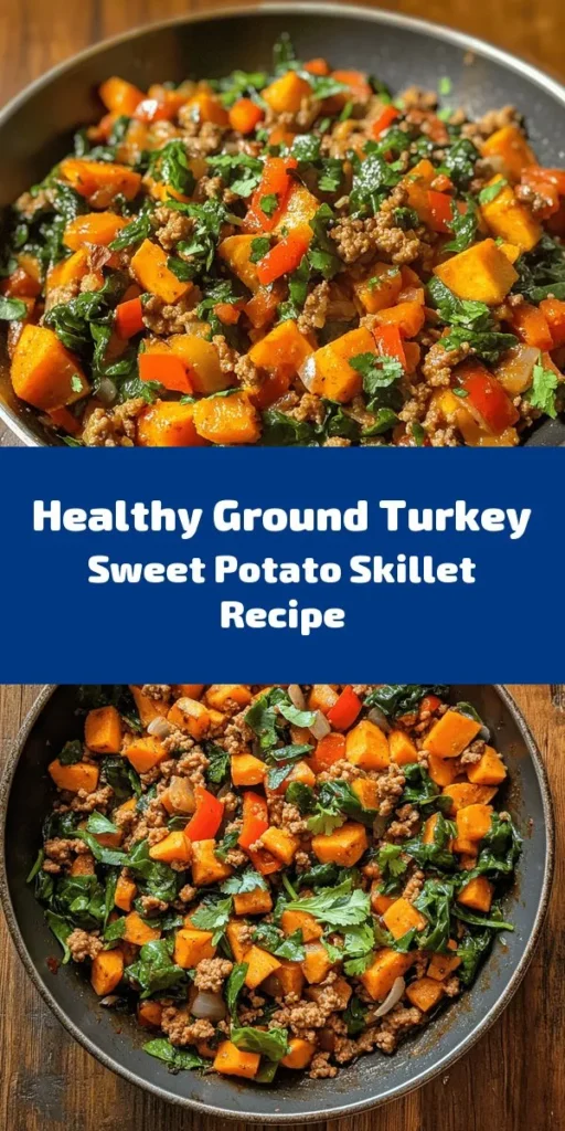 Try this delicious Ground Turkey Sweet Potato Skillet for a nutritious and flavorful meal that's perfect for any night of the week! Packed with protein and vitamins, this easy dish combines ground turkey, tender sweet potatoes, vibrant bell peppers, and fresh spinach. Ready in just 30 minutes, it's a quick solution for busy evenings. Garnish with cilantro for a fresh finish. Enjoy a wholesome dinner everyone will love!