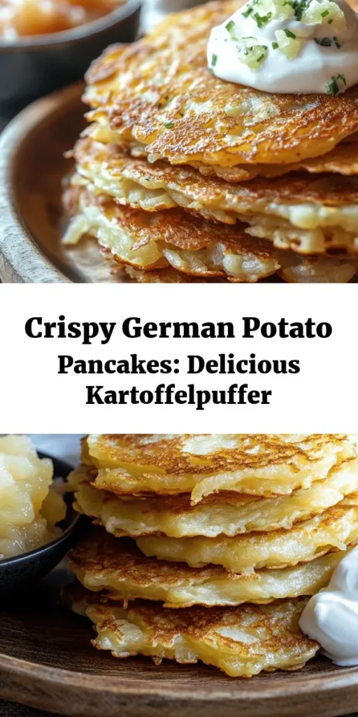 Discover the delight of Crispy Kartoffelpuffer, authentic German potato pancakes that are sure to impress! Made with starchy potatoes, finely grated onions, and simple seasonings, these pancakes are easy to whip up and fry to golden perfection. Serve them warm with a side of applesauce and sour cream for a delicious treat. Perfect for brunch, lunch, or a savory snack, this recipe brings a taste of Germany right to your kitchen. Enjoy!